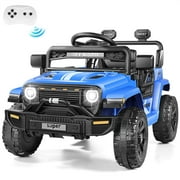 Farmdex 12 Volt Ride on Toys for Toddlers with Remote Control, Electric Ride on Truck Car w/3 Speeds, Horn, 4 LED Lights, 3 Point Safety Belt, Music Player, Blue